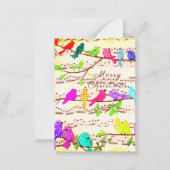 Kleurrijke Muzikale Vogels Kerstkaart Notitiekaartje (Voorkant)