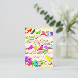 Kleurrijke Muzikale Vogels Kerstkaart Notitiekaartje