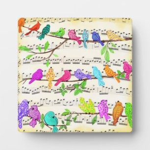 Kleurrijke Muzikale Vogels Lente Plaque Fotoplaat