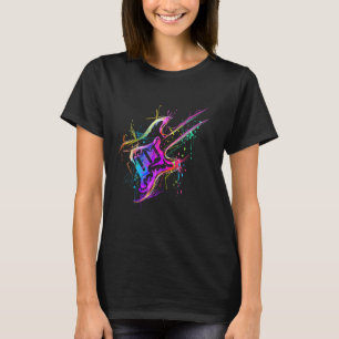 Kleurrijke muzikant bas elektrische gitaar t-shirt