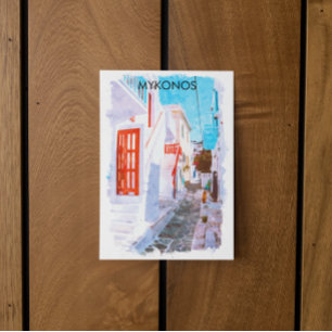 Kleurrijke Mykonos Griekenland Retro Reizen Waterv Briefkaart