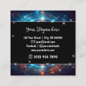 Kleurrijke Mystic Floral Nebula Glitter Sterren Vierkante Visitekaartje (Achterkant)