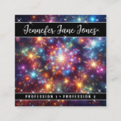 Kleurrijke Mystic Sky Nebula Glitter Sterren Vierkante Visitekaartje (Voorkant)