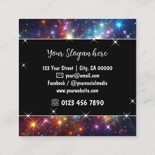 Kleurrijke Mystic Sky Nebula Glitter Sterren Vierkante Visitekaartje (Achterkant)