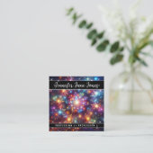 Kleurrijke Mystic Sky Nebula Glitter Sterren Vierkante Visitekaartje (Staand voorkant)