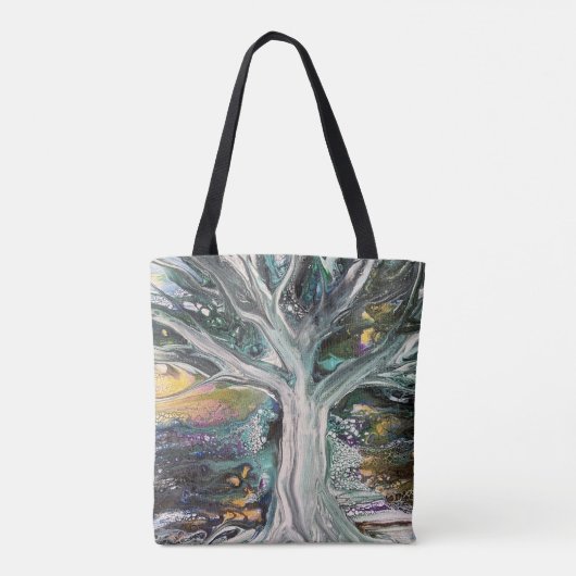 Kleurrijke Mystieke Boom Canvas tas (Achterkant)