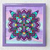 Kleurrijke Mystieke Mandala in Paarse en Blauwe Poster