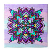 Kleurrijke Mystieke Mandala in Paarse en Blauwe Tegeltje (Voorkant)