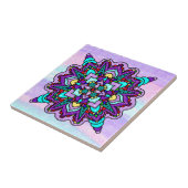 Kleurrijke Mystieke Mandala in Paarse en Blauwe Tegeltje (Zijkant)