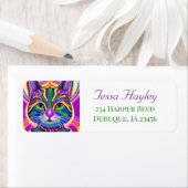 Kleurrijke mystieke Spirituele kat Etiket (Insitu)