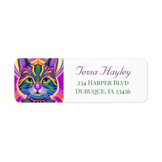 Kleurrijke mystieke Spirituele kat Etiket (Voorkant)