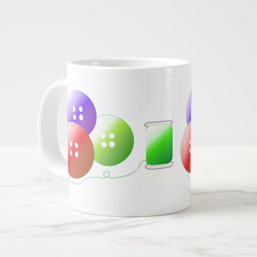 Kleurrijke Naaiaccessoires Grote Koffiekop (Links)