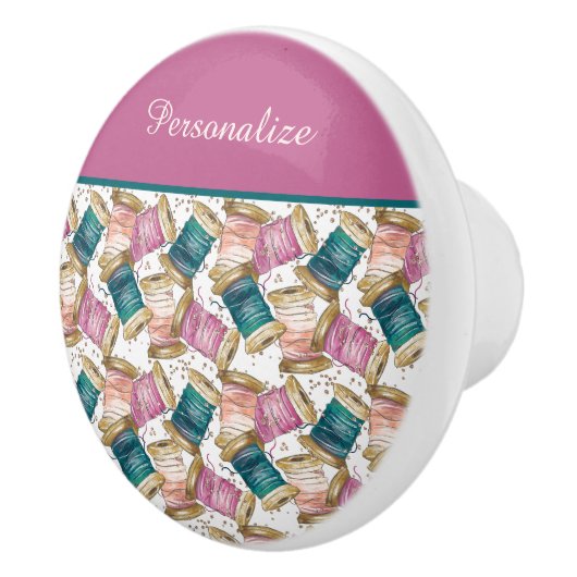 Kleurrijke naaigaren Seamstress Tailor Keramische Knop (Rechts)