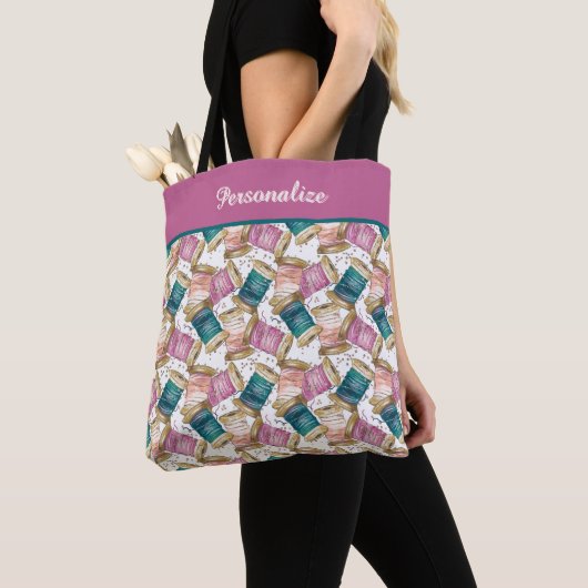 Kleurrijke naaigaren Seamstress Tailor Tote Bag (Dichtbij)