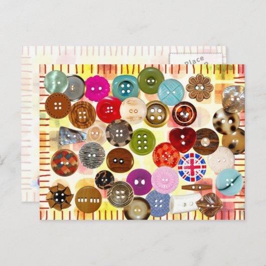 Kleurrijke naaigknopen briefkaart (Voorkant / Achterkant)