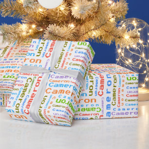 Kleurrijke Naam Gepersonaliseerde Gift Wrapping Pa Cadeaupapier