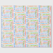 Kleurrijke Naam Gepersonaliseerde Gift Wrapping Pa Cadeaupapier (Vlak)