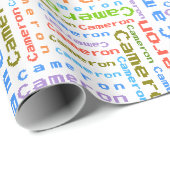 Kleurrijke Naam Gepersonaliseerde Gift Wrapping Pa Cadeaupapier (Rol Hoek)