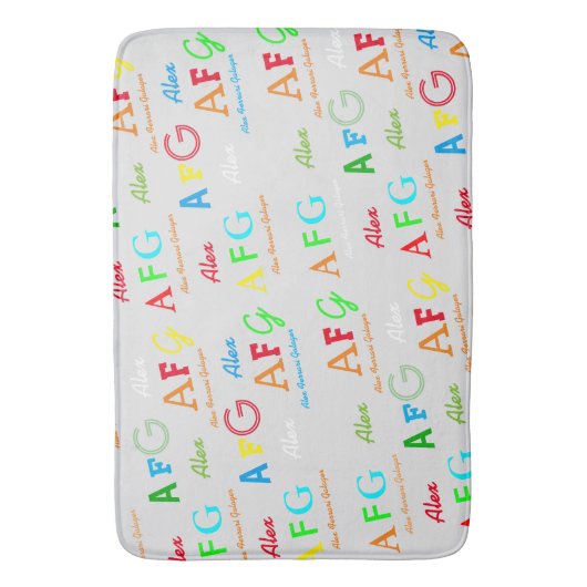 Kleurrijke (naam & Initialen) badmat (Voorkant Verticaal)