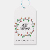 Kleurrijke Naam Kerstverlichting Vrolijk Kerstfees Cadeaulabel (Voorkant)