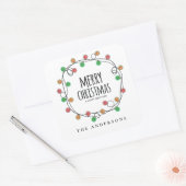 Kleurrijke Naam Kerstverlichting Vrolijk Kerstfees Vierkante Sticker (Envelop)