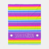 Kleurrijke naam regenboog strepen gepersonaliseerd fleece deken (Voorkant)