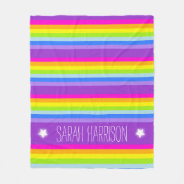 Kleurrijke naam regenboog strepen gepersonaliseerd fleece deken