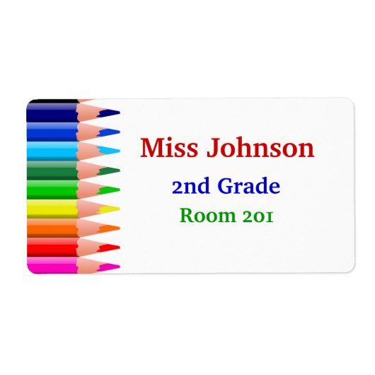 Kleurrijke naamlabels voor leraren etiket (Voorkant)