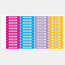 Kleurrijke naamsticker voor kinderen rechthoekige labels