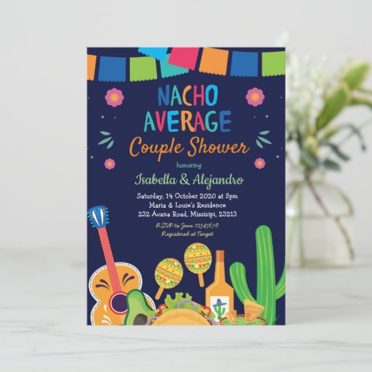 Kleurrijke Nacho Gemiddelde Koppel Bruisfeest Uitn Kaart (Staand voorkant)