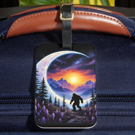 Kleurrijke nachtelijke hemel Sasquatch Stroll, hal Bagagelabel (Voorkant Insitu 2)