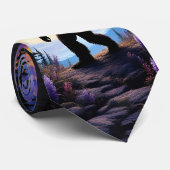 Kleurrijke nachtelijke hemel Sasquatch Stroll, hal Stropdas (Opgerold)