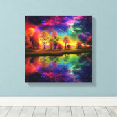 Kleurrijke nachtsterren canvas afdruk (Insitu (Houten vloer))