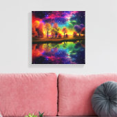 Kleurrijke nachtsterren canvas afdruk (Insitu (Woonkamer))