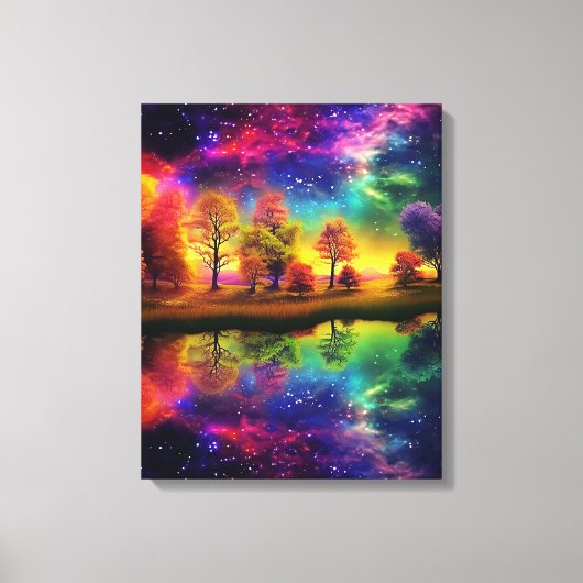 Kleurrijke nachtsterren canvas afdruk (Voorkant)