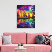 Kleurrijke nachtsterren canvas afdruk (Insitu (Woonkamer))