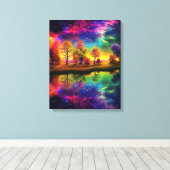 Kleurrijke nachtsterren canvas afdruk (Insitu (Houten vloer))