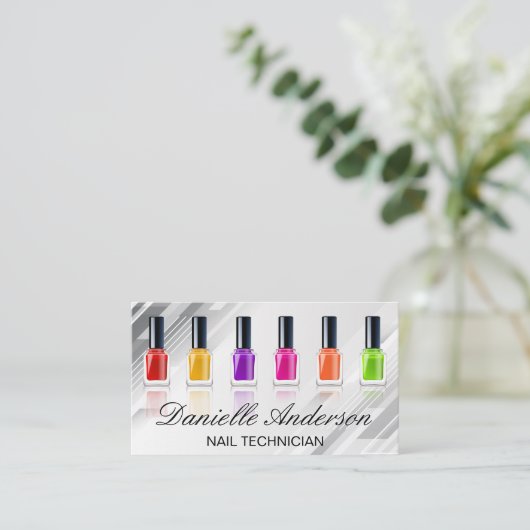Kleurrijke nagellak | manicure visitekaartje (Staand voorkant)