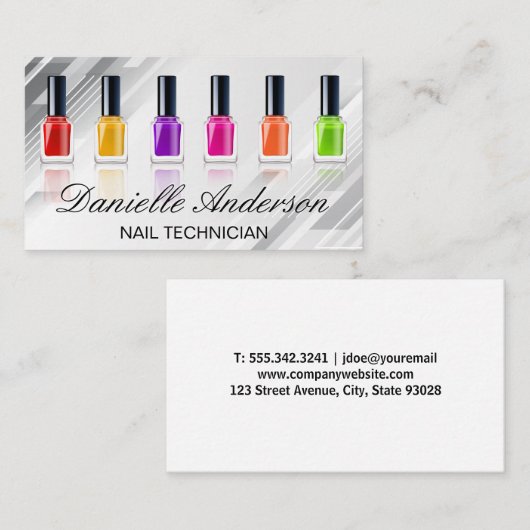 Kleurrijke nagellak | manicure visitekaartje (Voorkant / Achterkant)