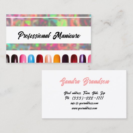 Kleurrijke Nagellak Manicurist Visitekaartje (Voorkant / Achterkant)