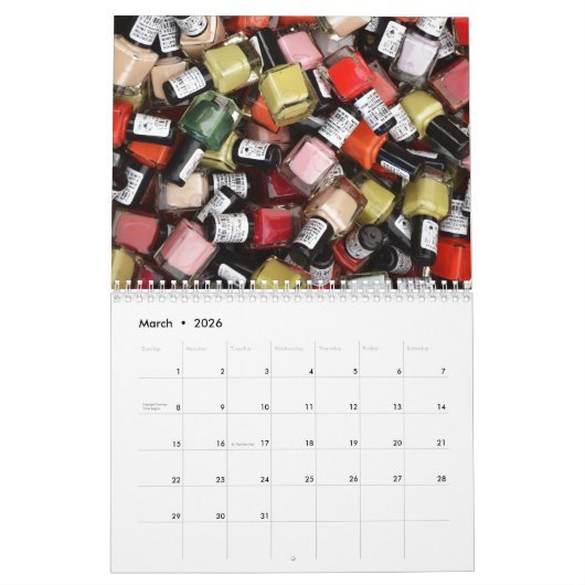 Kleurrijke nagellak Salon Kalender (Mar 2026)