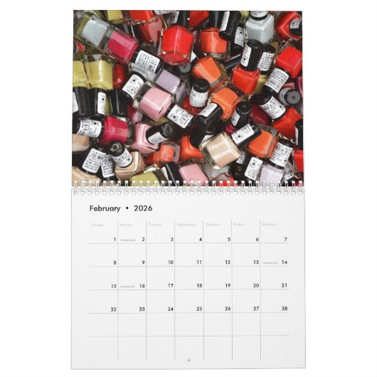 Kleurrijke nagellak Salon Kalender (Feb 2026)