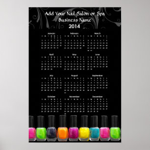 Kleurrijke Nail Poolse flessen 2014 kalender Poster