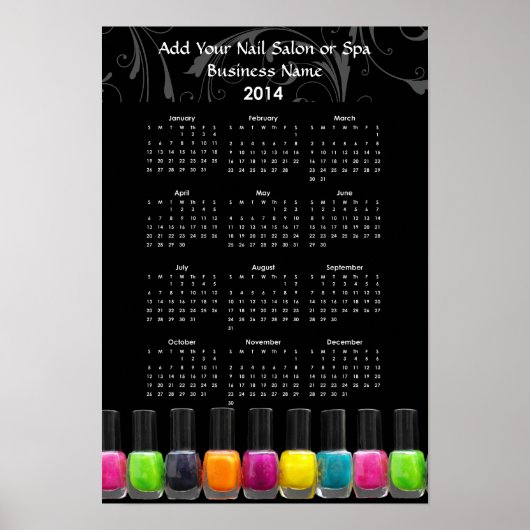 Kleurrijke Nail Poolse flessen 2014 kalender Poster (Voorkant)