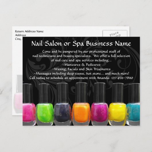 Kleurrijke Nail-Poolse flessen, nagelzout Briefkaart (Voorkant / Achterkant)