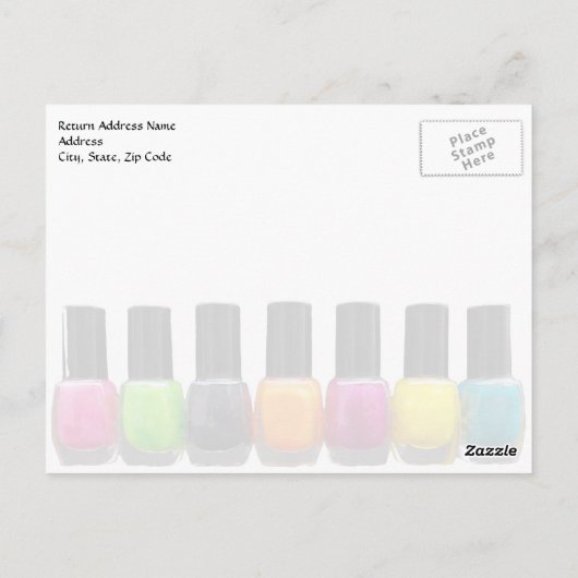 Kleurrijke Nail-Poolse flessen, nagelzout Briefkaart (Achterkant)