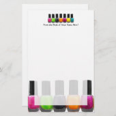 Kleurrijke Nail-Poolse flessen, nagelzout Briefpapier (Voorkant / Achterkant)