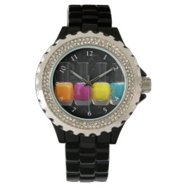 Kleurrijke Nail-Poolse flessen, nagelzout Horloge