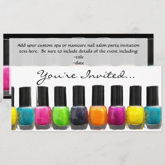 Kleurrijke Nail-Poolse flessen, nagelzout Kaart (Voorkant / Achterkant)