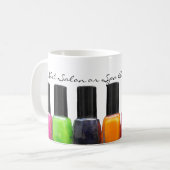 Kleurrijke Nail-Poolse flessen, nagelzout Koffiemok (Voorkant links)